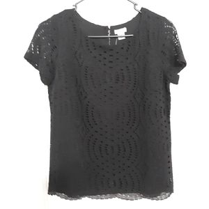 JCREW Black Lace Top Size 00